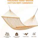 Lazy Daze Hammocks Double Rope Hammock, 2 Person Traditional Outdoor Hand Woven Cotton Rope Hammock with Spreader Bar, Carabiners, Tree Straps, Chains for Patio Yard - Max 450 Lbs, Tan