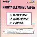KOALA PAPER Printable Waterproof Paper for Inkjet Printer, 8.5x11 In 30 Sheets Matte White Vinyl Printer Paper, Non-Tearable, Durable, Quick Drying