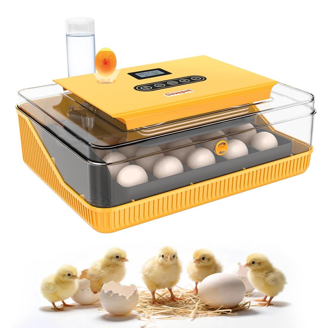 25 Eggs Incubator, Incubators for Hatching Eggs, with Automatic Egg Turner and Temperature & Humidity Control, Egg Candler, for Hatching Quail, Chicken, Duck, Goose Eggs (Yellow)