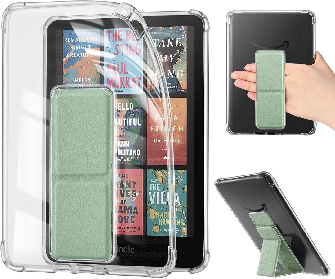 CoBak 7" Clear Case with Stand & Hand Strap for All-New Kindle Paperwhite 2024 (12th Gen) & Kindle Colorsoft Signature Edition | Anti-Yellowing, Ultra Slim Scratch-Proof Cover.