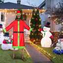 Mumucove 2 Pcs 12 ft Skeleton Clothes Accessories Set Giant Santa Claus Suit Outfit Extra Large Green Furry Hat Santa Coat and Shorts for 12 ft Skeleton Christmas Decorations Outdoor Garden Lawn