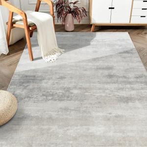3x5 Washable Area Rug - Modern Abstract Soft Thin Non-Slip Indoor Floor Carpet for Living Room Bedroom Dining Nursery Farmhouse - Grey Beige