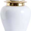 White Ginger Jar with Gold Trim, Ginger Jar Vase Decor for Centerpiece, Table Decorations, Living Room, Shelf, 15inches