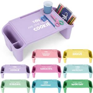 Beeveer 8 Pcs Kids Lap Desk Trays with Side Storage 19.7x9.6x7.1,Vibrant