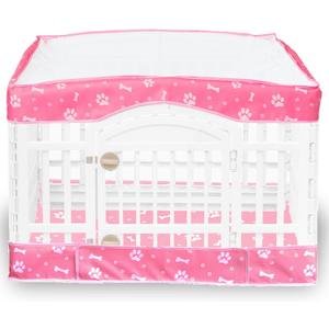 2 Pack Dog Playpen Cover and Bottom Pad Fits for 36 Inch 4 Panels Pet Playpen, Dog Crate Pad Puppy Play Pen Cover, Hoop and Loop Design (Note: Playpen Not Included) -Pink