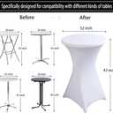2 Pack 32x43 Inch White Spandex Cocktail Table Covers, Fitted Round Cocktail Tablecloth, Stretch Highboy Table Cover Cloth for Wedding, Party, Banquet, Event