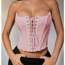 MakeMeChic Women's Renaissance Corset Bustier Tops Shapewear Strapless Top (Pink, M)