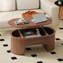 Lift Top Coffee Table, Fluted Coffee Table with Lifting Top, Wooden Lift Up Dining Table with Hidden Compartment, Center Table for Living Room, Office - Walnut