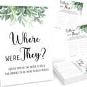 Where Were They Bridal Shower Game, Greenery Eucalyptus Bridal Shower Sign and 30 Cards, Bridal Shower Game for Wedding Reception, Engagement Party, Bachelorette Party, Bridal Shower Favor Supplies,17
