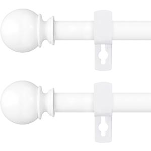 White Curtain Rods for Windows 66 to 120 - 2 Pack 5/8'' Metal Heavy Duty Curtain Rods Set with Brackets - Adjustable Thin Curtain Rod for Livingroom, Outdoor Patio,Bedroom(5.5-10 Feet)