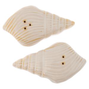 Karma, Shell Salt and Pepper Shakers, Beach Coastal Décor Shakers Set of 2, White