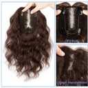 Wave 10" Short Human Hair Toppers for Women with Thinning Hair,Invisible Add Hair Volume 3.5"x5.5" Handmade Swiss Net Remy Curly Clip in Top Human Hairpiece for Covering Loss Hair Dark Brown