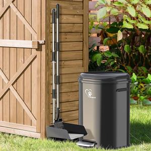 Dog Poop Trash Can Outsides, 18L/4.76 Gal Portable Waste Bin with Lid and Removable Inner Odor Control for Indoor Outdoor Dog Waste Station for Bathroom &Kitchen -45 Waste Bags (Black-04)