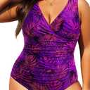 Aqua Eve Women Plus Size One Piece Swimsuits Tummy Control Bathing Suits V Neck Ruched Swimwear (20W)