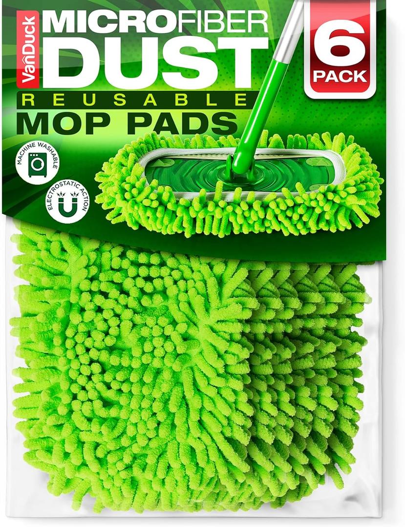 VanDuck Dust Mop Refill Compatible with Swiffer Sweeper (6 Pack)  Microfiber Pet Heavy Duty Dry Cloth Refills  Reusable Mop Pad (Handle is Not Included)