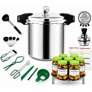 24QT Pressure Canner, 11-Piece Kit, Gas & Induction, 5/10/15 PSI Regulator