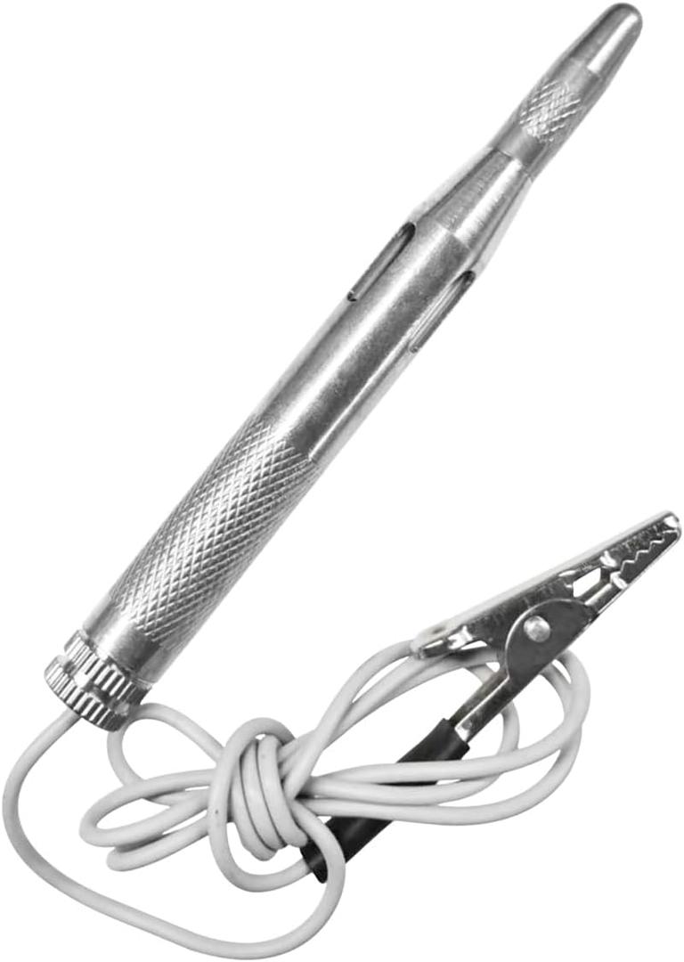 Test Light Automotive, 6V 12V 24V Car Voltage Circuit Tester Pen, Car Bidirectional Light Tester with Lamp Long Probe Extended Wire, Electrical Voltage Tester for Vehicle (Nickelplatedcopper)