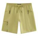maamgic Mens Swim Trunks 9 Inch Unlined Board Shorts with Zipper Pockets (Beige, XXL)