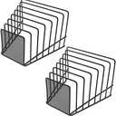 2 Pack Multi Step File Organizer Incline Desktop File Sorter Metal Wire Mesh Step File Letter Sorter, 7 Sections, Black