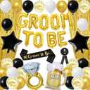 Trgowaul Gold Bachelor Party Decorations for Men, Groom To Be Banner Fringe Curtains, Groom to Be Satin Sash Award Ribbon Badge Brooch for Wedding Bridal Shower Future Mr Pre-Wedding Party Supplies