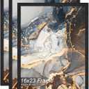 Fxojyvo Engineered Wood 16x23 Picture Frame Set of 3, Black Frame for 16 x 23 Inch Picture Poster Photo, Light Weight 16 by 23 Frame with Wood-grain for Wall - 3 Pack/Black/16 x23