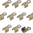 uxcell 400Pcs Fold Over Cord Ends, 3x6mm Terminators Crimp Cap Clasp Tips for Leather Ribbon DIY Craft Making, Bronze Tone