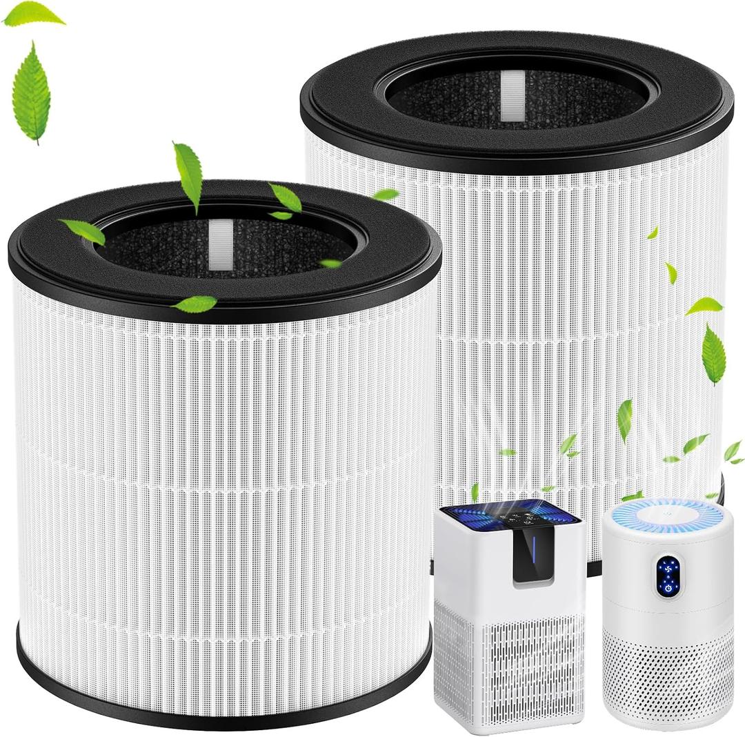 M05 B-D02L Replacement Filter Compatible with MOOKA M05/ B-D02L Air Purifi-ers, for KOIOS B-D02L, for VEWIOR B-D02U, HEPA Air Filter and Activated Carbon Filter, 2 Pack, White