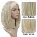 Hair Headband Wigs for Black and White Women Blonde Wig Glueless Synthetic Short Bob Cosplay Wig 180% Density None Lace Front Wigs for Daily Use 12 Inch (Mix Blonde/Beige Headband)