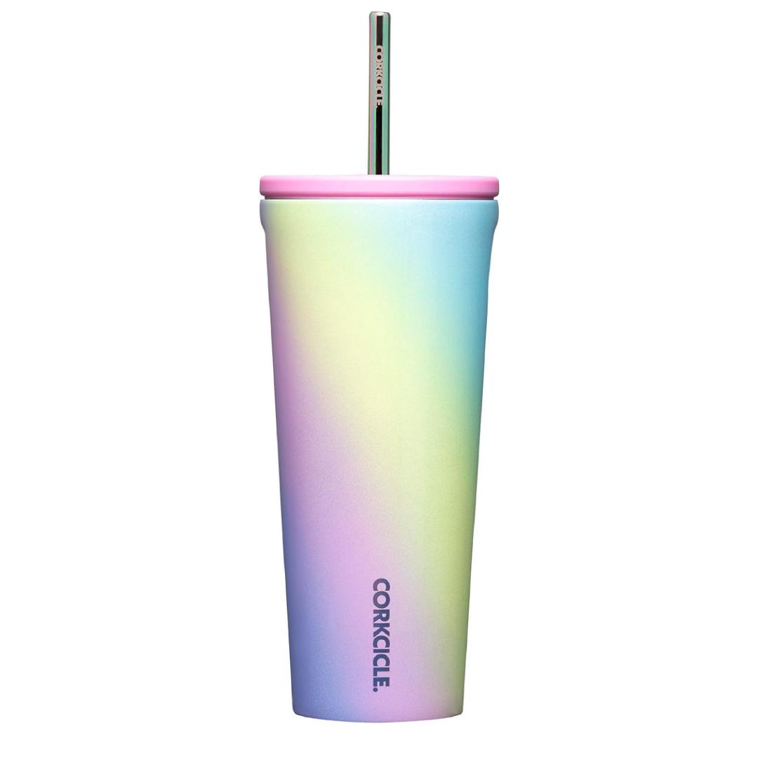 Corkcicle Cold Cup Insulated Tumbler with Lid and Straw, Rainbow Unicorn, 24 oz – Reusable Water Bottle Keeps Beverages Cold for 12hrs, Hot 5hrs – Cupholder Friendly Tumbler, Lid for Flexible Sipping