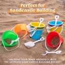 Sloosh 12 Sets Sand Buckets with Shovels for Kids Beach Pails Toys Party Favors Pail Set Plastic Bucket with Handles, Medium