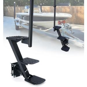 Boat Trailer Steps, Heavy Duty Trailer Tongue Steps with Handle, Universal Fit for 3" x 3", 4" x 4" & 3" x 5" (3 Step, Textured Tread)