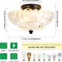 Semi Flush Mount Ceiling Light Fixture Vinatge Black Ceiling Lights Mid Century Modern Clear Glass Close to Ceiling Lighting Fixtures for Bedroom Hallway Foyer Bathroom Kitchen Laundry Room Nursery