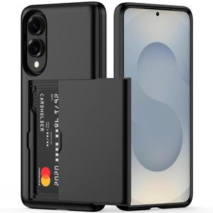 Nvollnoe for Samsung Galaxy S25 Edge Case with Card Holder Dual Layer Heavy Duty Protective Case Hidden Card Slot Slim Wallet Cover for Samsung S25 Edge 6.7''(Black)