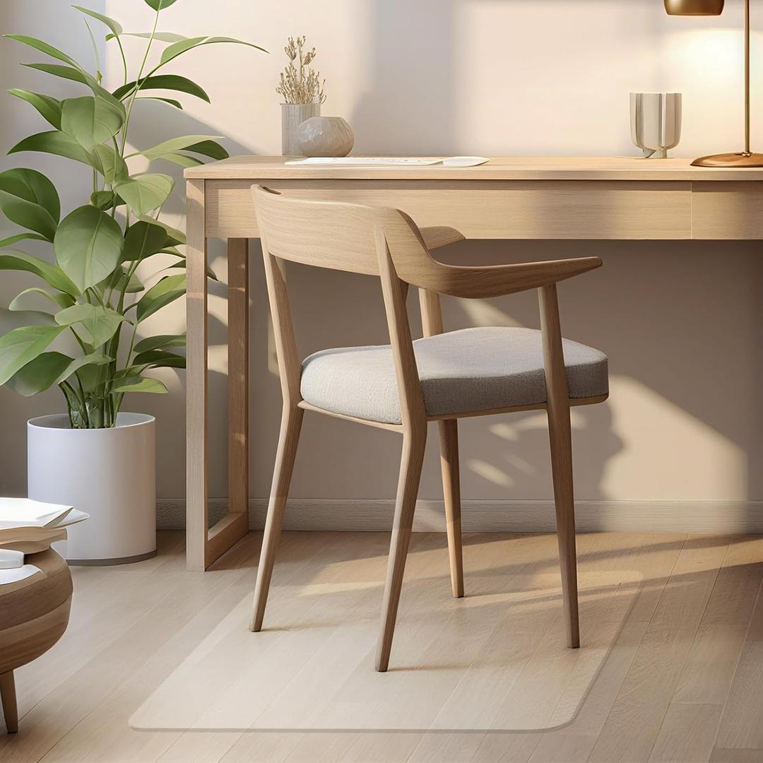 Office Chair Mat for Hardwood Floor,26"X28" Slip Resistant Under Desk Hard Wood Floor Protector, Desk Mat for Chair Stay in Place Plastic Computer Mats for Rolling Work Chairs, Not for Carpet (Clear)