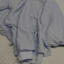 Women's Striped Button Down Shirts Long Sleeve Smocked Cuffed Oversized Boyfriend Blouses Collared Work No Pockets Tops (Medium, Blue and White Striped)