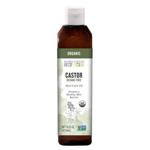 Aura Cacia Organic Castor Oil, 16 fl. oz., Skin Care, Hair Care, Massage, Moisturizes Skin, Creates Healthy Skin Barrier