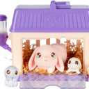 Little Live Pets Bunny Mini Interactive Toy Set, Hutch Animal Playset with 3 Surprise Babies, 20+ Sounds, Bunny Accessories for Girls Ages 3+