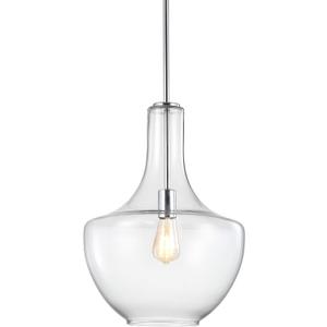 JONATHAN Y JYL6401A Watts 13.25" Glass/Metal LED Pendant Farmhouse Contemporary Dimmable Dining Room Living Room Kitchen Foyer Bedroom Hallway, Chrome/Clear