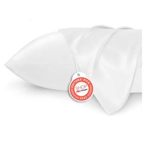 Bedsure King Size Satin Pillowcase Set of 2 - Pure White Silky Pillow Cases for Hair and Skin with Envelope Closure