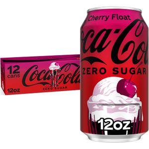 Coca-Cola Zero Sugar Cherry Float Soda Soft Drink Cans, 12 fl oz, 12 Pack, BB Jul/06/26