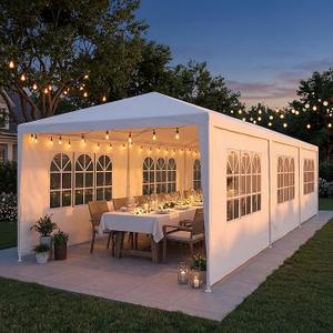 HOTEEL Party Tent 10x30FT, Large Outdoor Canopy Tent for Parties
8 Removable Sidewalls, 2 Zipper Doors, 16 Ropes and 36 Stakes, Carpas para Fiestas for Wedding BBQ Backyard Event