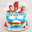 Airplane Cake Topper for Time Flies 1st, Airplane Themed Decorations for Birthday Baby Shower,Red, 13 Pieces, Plastic, Plane Cake Topper