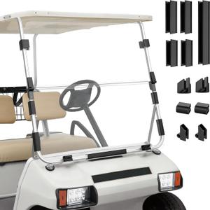 Club Car DS Windshield(Clear), Golf Cart Foldable Windshield Suitable for 1982-2000.5 Club Car DS Golf Carts, Club Car Foldable Clear Windshield Replacement, PC Shield
