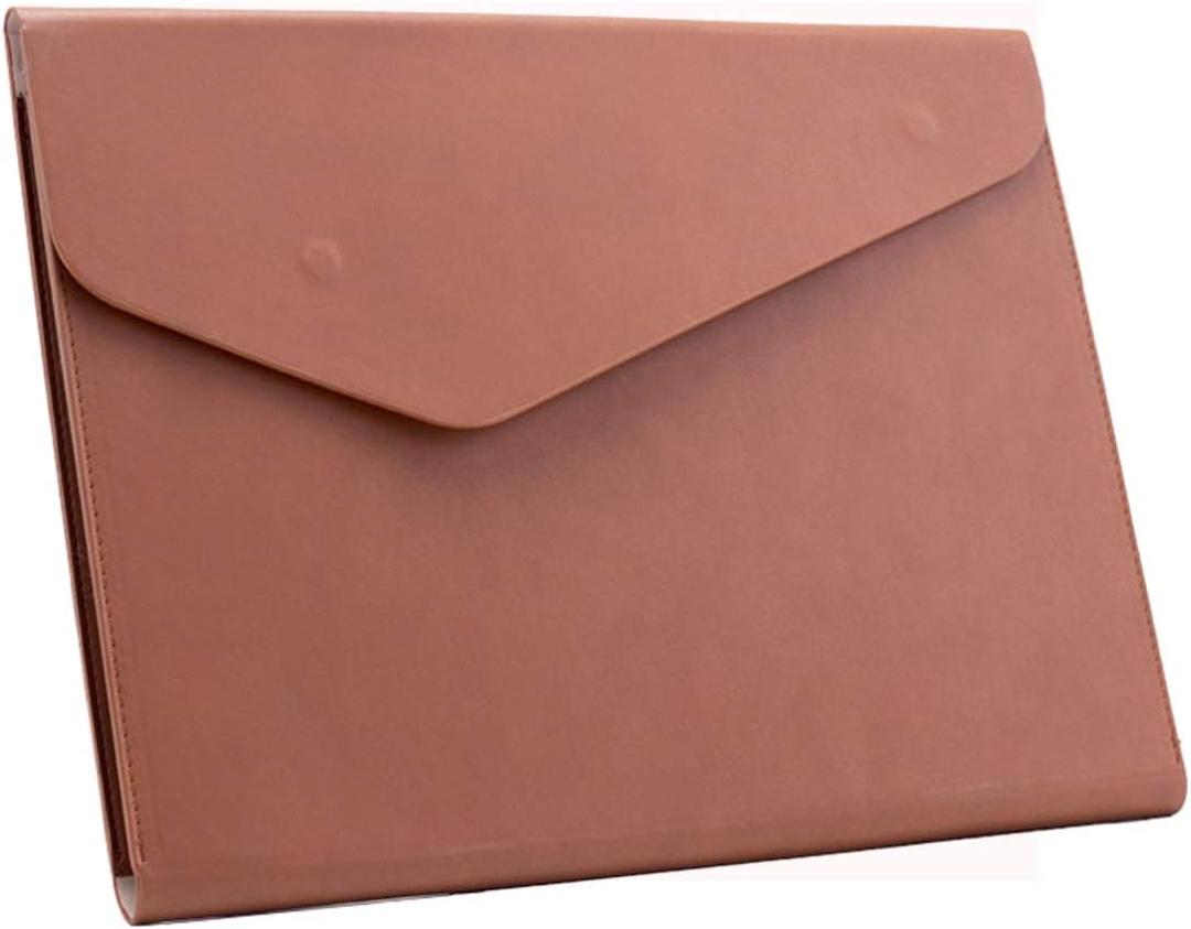 PU Leather A4 File Folder Document Holder Waterproof Portfolio Envelope Folder Case with Invisible Magnetic Closure Brown