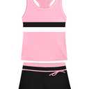 Nokecina Girls Bathing Suit Size 7-8 Years Old Dark Pink Vest Tankini Kids Swimwear with Breathable Shorts