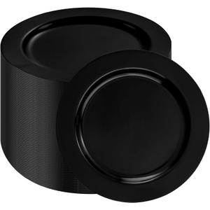 bUCLA 100 Pieces Black Plastic Plates - 6.25 inch Disposable Dessert/Salad/Appetizer/Small Cake Plates for Party, Graduation & Fathers Day