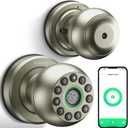 Smart Door Knob Fingerprint Door Lock 4-in-1 Keyless Entry (Fingerprint/App/Code/Key) with Auto-Lock Easy Install for Home/Bedroom/Office-Silver