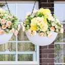 summer flower 2 Pack Self Watering Hanging Planters 9.9 Inch Hanging Baskets Plant Pots for Indoor Outdoor Halloween Hanging Plant Holder for Garden Porch Ceiling -White, Plant Not Included