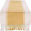 DII Dobby Stripe Woven Table Runner, 13x108 (13x113.5, Fringe Included), Honey Gold