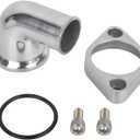 90 Swivel Water Neck Aluminum Polished Thermostat Housing Compatible with SBC BBC Chevy 265 283 305 307 327 350 383 400 396 402 427 454 472 502 348 409 (90 Degrees Style1, Silver)